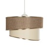 GloboStar® SONIA 203-0121 Μοντέρνο Κρεμαστό Φωτιστικό Καπέλο Μονόφωτο 1 x E27 IP20 Σκούρο Μπεζ & Μπεζ Ύφασμα με Χρυσή Λεπτομέρεια - Μ30 x Π30 x Υ90 cm