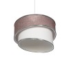 GloboStar® SONIA 203-0122 Μοντέρνο Κρεμαστό Φωτιστικό Καπέλο Μονόφωτο 1 x E27 IP20 Ροζ & Λευκό Ύφασμα με Ασημί Λεπτομέρεια - Μ30 x Π30 x Υ90 cm