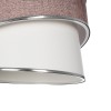 GloboStar® SONIA 203-0122 Μοντέρνο Κρεμαστό Φωτιστικό Καπέλο Μονόφωτο 1 x E27 IP20 Ροζ & Λευκό Ύφασμα με Ασημί Λεπτομέρεια - Μ30 x Π30 x Υ90 cm