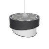 GloboStar® SONIA 203-0123 Μοντέρνο Κρεμαστό Φωτιστικό Καπέλο Μονόφωτο 1 x E27 IP20 Γκρι & Λευκό Ύφασμα με Ασημί Λεπτομέρεια - Μ30 x Π30 x Υ90 cm