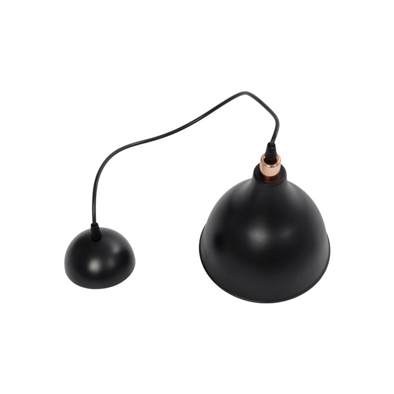 GloboStar® RADE 203-0124 Μοντέρνο Κρεμαστό Φωτιστικό Καμπάνα Μονόφωτο 1 x E27 IP20 Μαύρο με Χρυσό Πλαστικό - Μ17.5 x Π17.5 x Υ56cm