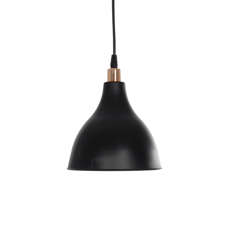 GloboStar® RADE 203-0124 Μοντέρνο Κρεμαστό Φωτιστικό Καμπάνα Μονόφωτο 1 x E27 IP20 Μαύρο με Χρυσό Πλαστικό - Μ17.5 x Π17.5 x Υ56cm