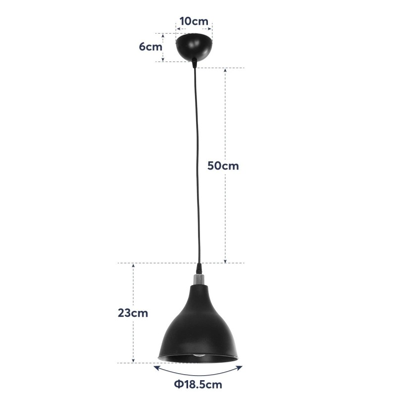 GloboStar® RADE 203-0125 Μοντέρνο Κρεμαστό Φωτιστικό Καμπάνα Μονόφωτο 1 x E27 IP20 Λευκό με Χρυσό Πλαστικό - Μ17.5 x Π17.5 x Υ56cm