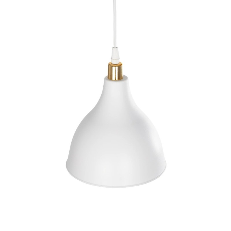 GloboStar® RADE 203-0125 Μοντέρνο Κρεμαστό Φωτιστικό Καμπάνα Μονόφωτο 1 x E27 IP20 Λευκό με Χρυσό Πλαστικό - Μ17.5 x Π17.5 x Υ56cm