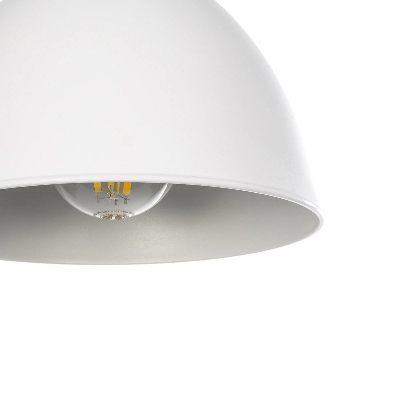 GloboStar® RADE 203-0125 Μοντέρνο Κρεμαστό Φωτιστικό Καμπάνα Μονόφωτο 1 x E27 IP20 Λευκό με Χρυσό Πλαστικό - Μ17.5 x Π17.5 x Υ56cm