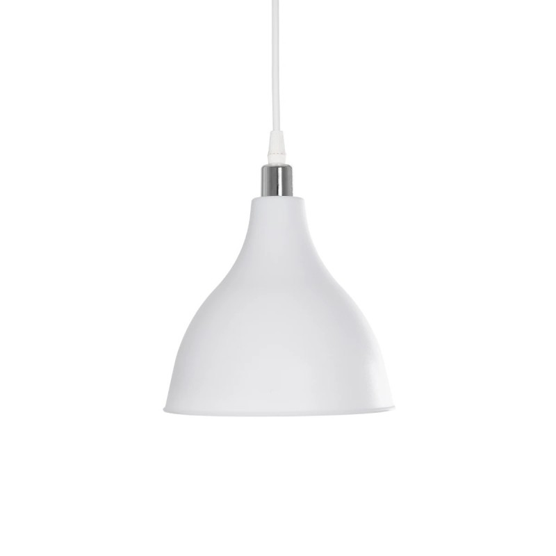 GloboStar® RADE 203-0126 Μοντέρνο Κρεμαστό Φωτιστικό Καμπάνα Μονόφωτο 1 x E27 IP20 Λευκό με Ασημί Πλαστικό - Μ17.5 x Π17.5 x Υ56cm