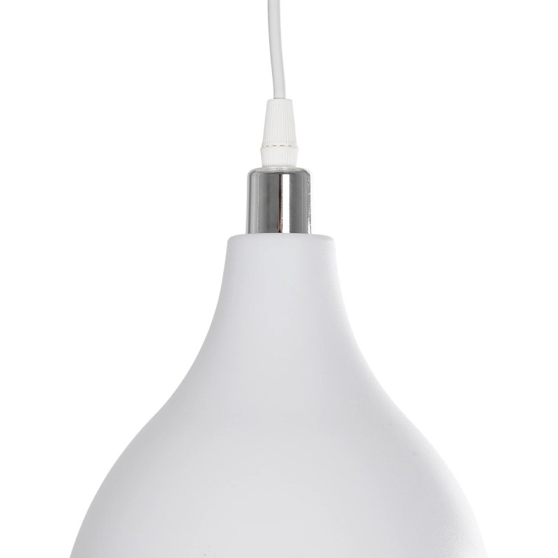 GloboStar® RADE 203-0126 Μοντέρνο Κρεμαστό Φωτιστικό Καμπάνα Μονόφωτο 1 x E27 IP20 Λευκό με Ασημί Πλαστικό - Μ17.5 x Π17.5 x Υ56cm