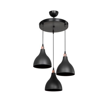 GLOBOSTAR® RADE 203-0127 Μοντέρνο Κρεμαστό Φωτιστικό Οροφής με Ντουί 3 x E27 AC 220-240V IP20 - Μαύρο & Χάλκινο - Μ40 x Π40 x Υ40cm