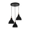 GloboStar® RADE 203-0127 Vintage Κρεμαστό Φωτιστικό Καμπάνα Τρίφωτο 3 x E27 IP20 Μαύρο Πλαστικό - Μ40 x Π40 x Υ80cm