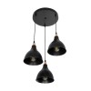 GloboStar® RADE 203-0127 Vintage Κρεμαστό Φωτιστικό Καμπάνα Τρίφωτο 3 x E27 IP20 Μαύρο Πλαστικό - Μ40 x Π40 x Υ80cm