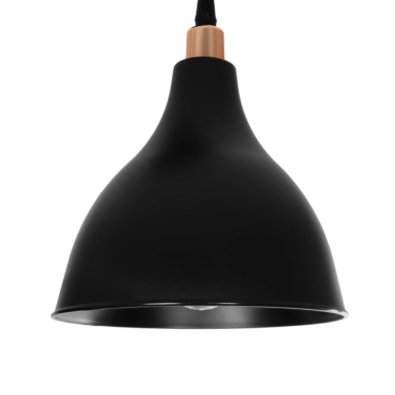 GloboStar® RADE 203-0127 Vintage Κρεμαστό Φωτιστικό Καμπάνα Τρίφωτο 3 x E27 IP20 Μαύρο Πλαστικό - Μ40 x Π40 x Υ80cm