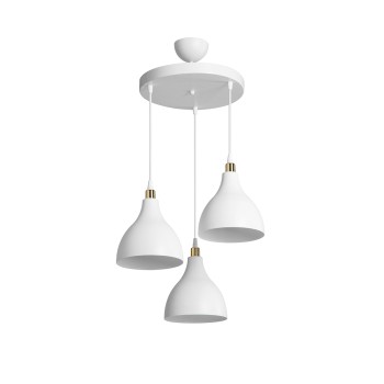 GLOBOSTAR® RADE 203-0128 Μοντέρνο Κρεμαστό Φωτιστικό Οροφής με Ντουί 3 x E27 AC 220-240V IP20 - Λευκό & Χρυσό - Μ40 x Π40 x Υ40cm