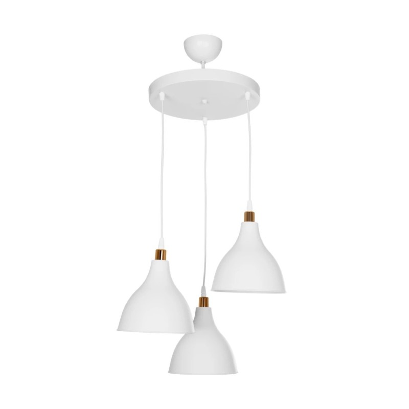 GloboStar® RADE 203-0128 Vintage Κρεμαστό Φωτιστικό Καμπάνα Τρίφωτο 3 x E27 IP20 Λευκό Πλαστικό - Μ40 x Π40 x Υ80cm