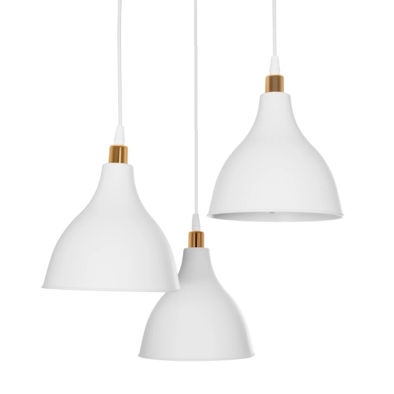 GloboStar® RADE 203-0128 Vintage Κρεμαστό Φωτιστικό Καμπάνα Τρίφωτο 3 x E27 IP20 Λευκό Πλαστικό - Μ40 x Π40 x Υ80cm