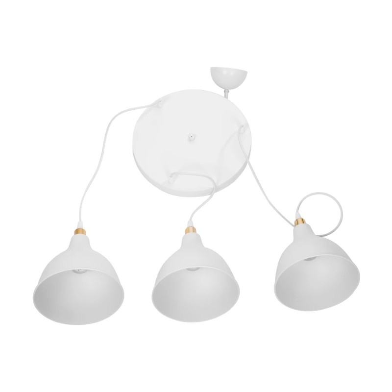 GloboStar® RADE 203-0128 Vintage Κρεμαστό Φωτιστικό Καμπάνα Τρίφωτο 3 x E27 IP20 Λευκό Πλαστικό - Μ40 x Π40 x Υ80cm