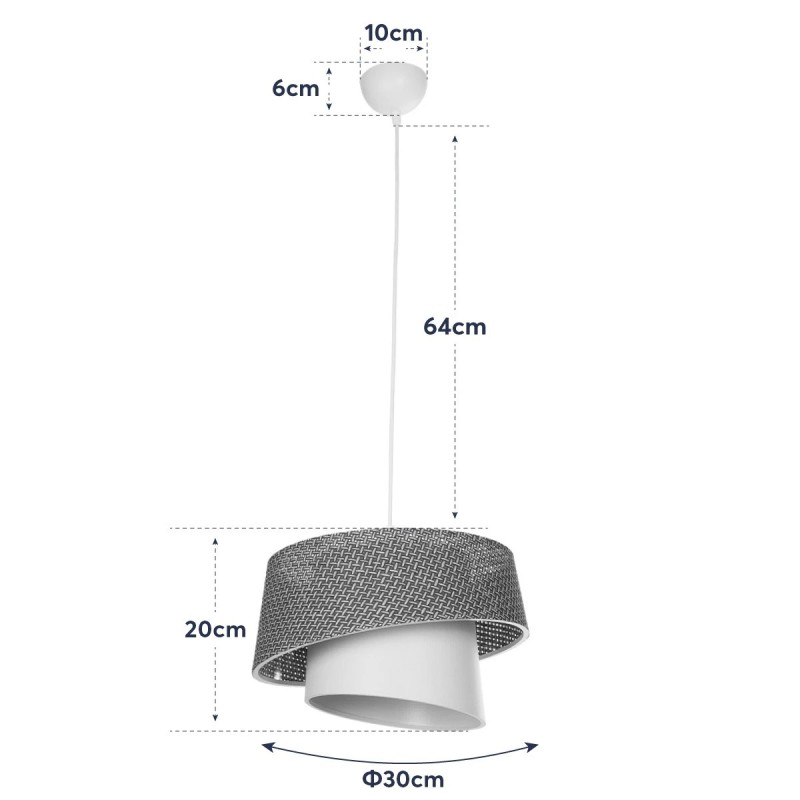 GloboStar® ALINA 203-0129 Μοντέρνο Κρεμαστό Φωτιστικό Καπέλο Μονόφωτο 1 x E27 IP20 Καφέ & Μπεζ Ύφασμα - Μ30 x Π30 x Υ93cm
