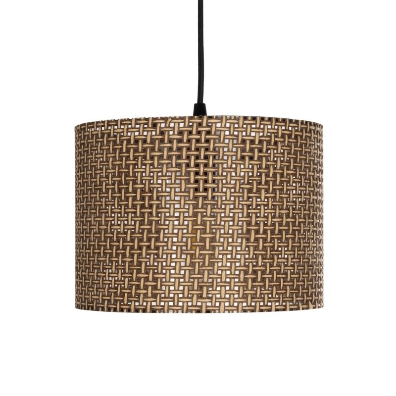 GloboStar® CLAIRIE 203-0132 Μοντέρνο Κρεμαστό Φωτιστικό Καπέλο Μονόφωτο 1 x E27 IP20 Καφέ Ύφασμα - Μ22 x Π22 x Υ93cm