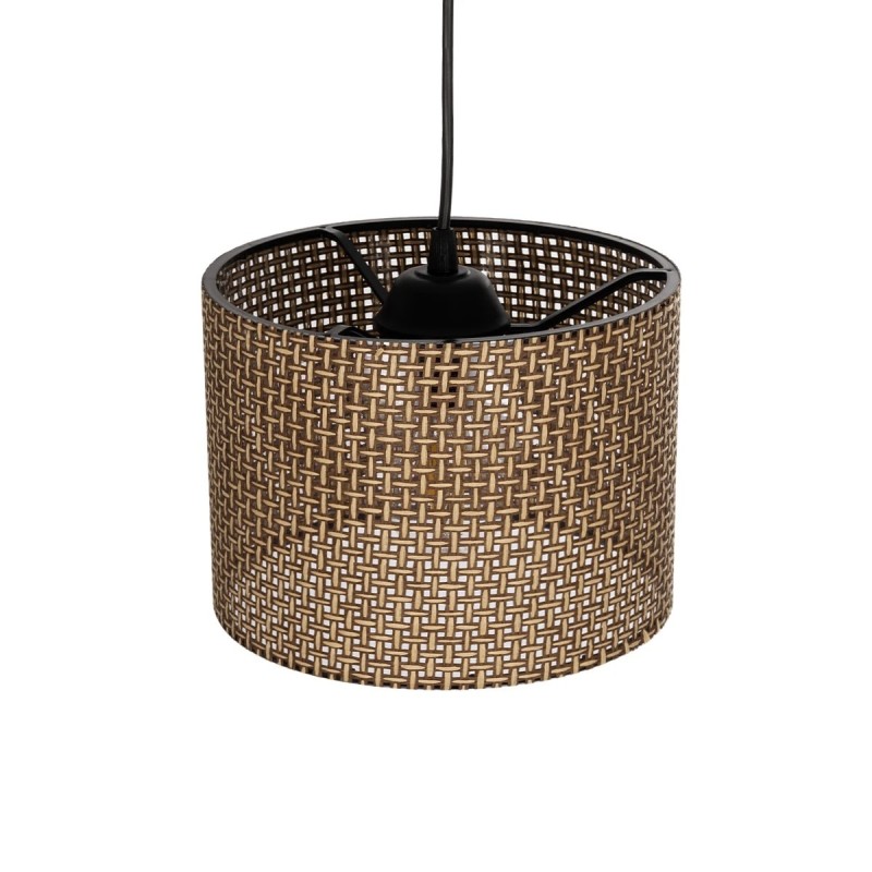 GloboStar® CLAIRIE 203-0132 Μοντέρνο Κρεμαστό Φωτιστικό Καπέλο Μονόφωτο 1 x E27 IP20 Καφέ Ύφασμα - Μ22 x Π22 x Υ93cm