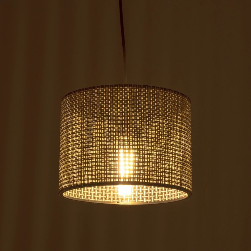 GloboStar® CLAIRIE 203-0133 Μοντέρνο Κρεμαστό Φωτιστικό Καπέλο Μονόφωτο 1 x E27 IP20 Γκρι Ύφασμα - Μ22 x Π22 x Υ93cm