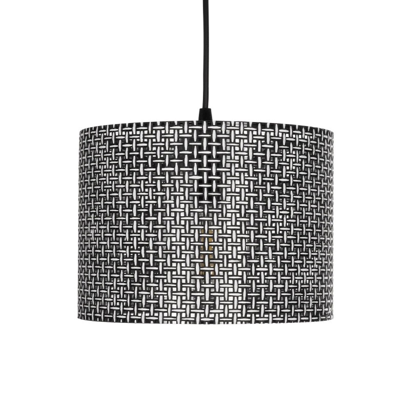 GloboStar® CLAIRIE 203-0133 Μοντέρνο Κρεμαστό Φωτιστικό Καπέλο Μονόφωτο 1 x E27 IP20 Γκρι Ύφασμα - Μ22 x Π22 x Υ93cm