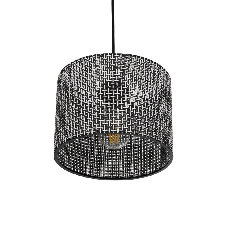 GloboStar® CLAIRIE 203-0133 Μοντέρνο Κρεμαστό Φωτιστικό Καπέλο Μονόφωτο 1 x E27 IP20 Γκρι Ύφασμα - Μ22 x Π22 x Υ93cm