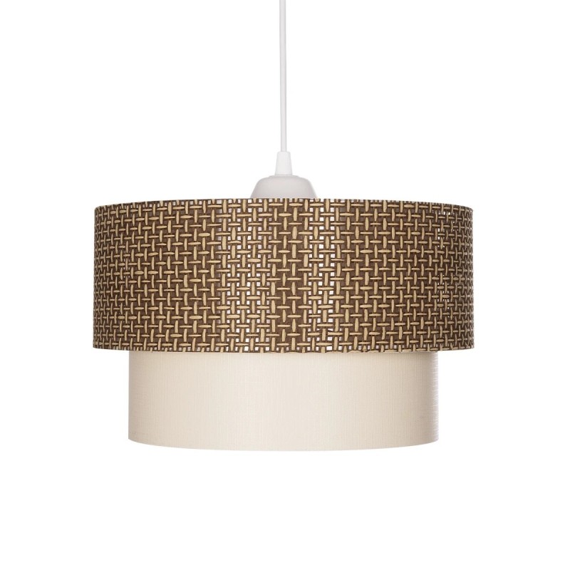 GloboStar® SISSIE 203-0138 Μοντέρνο Κρεμαστό Φωτιστικό Καπέλο Μονόφωτο 1 x E27 IP20 Καφέ & Μπεζ Ύφασμα - Μ30 x Π30 x Υ93cm