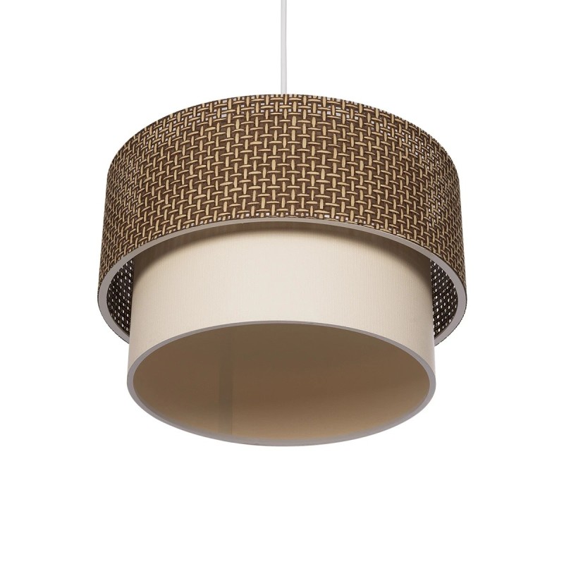 GloboStar® SISSIE 203-0138 Μοντέρνο Κρεμαστό Φωτιστικό Καπέλο Μονόφωτο 1 x E27 IP20 Καφέ & Μπεζ Ύφασμα - Μ30 x Π30 x Υ93cm