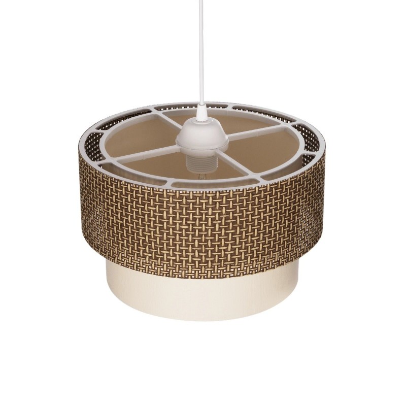 GloboStar® SISSIE 203-0138 Μοντέρνο Κρεμαστό Φωτιστικό Καπέλο Μονόφωτο 1 x E27 IP20 Καφέ & Μπεζ Ύφασμα - Μ30 x Π30 x Υ93cm