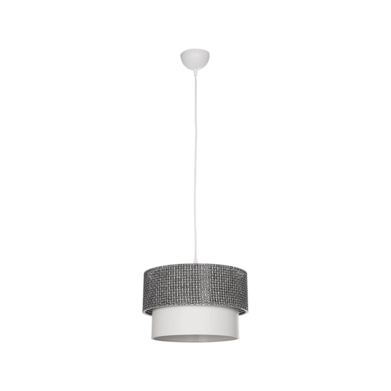 GloboStar® SISSIE 203-0139 Μοντέρνο Κρεμαστό Φωτιστικό Καπέλο Μονόφωτο 1 x E27 IP20 Μαύρο & Λευκό Ύφασμα - Μ30 x Π30 x Υ93cm
