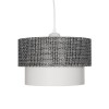 GloboStar® SISSIE 203-0139 Μοντέρνο Κρεμαστό Φωτιστικό Καπέλο Μονόφωτο 1 x E27 IP20 Μαύρο & Λευκό Ύφασμα - Μ30 x Π30 x Υ93cm