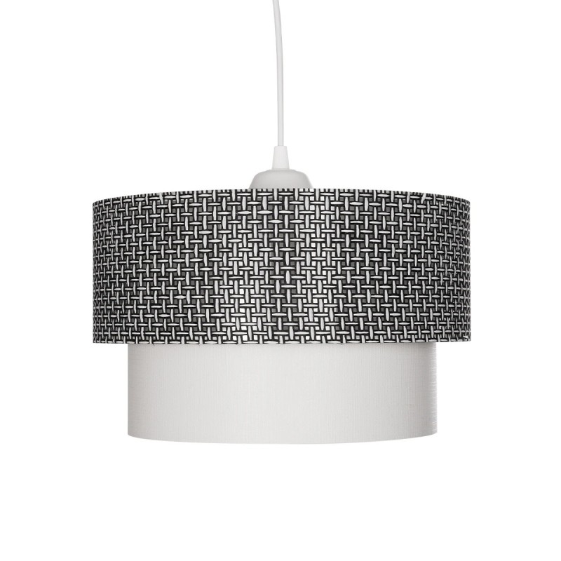 GloboStar® SISSIE 203-0139 Μοντέρνο Κρεμαστό Φωτιστικό Καπέλο Μονόφωτο 1 x E27 IP20 Μαύρο & Λευκό Ύφασμα - Μ30 x Π30 x Υ93cm