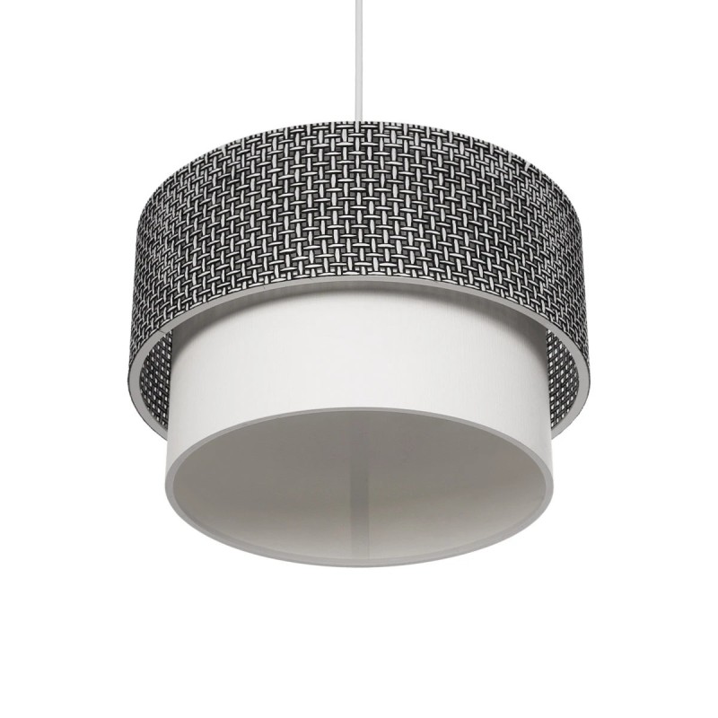GloboStar® SISSIE 203-0139 Μοντέρνο Κρεμαστό Φωτιστικό Καπέλο Μονόφωτο 1 x E27 IP20 Μαύρο & Λευκό Ύφασμα - Μ30 x Π30 x Υ93cm