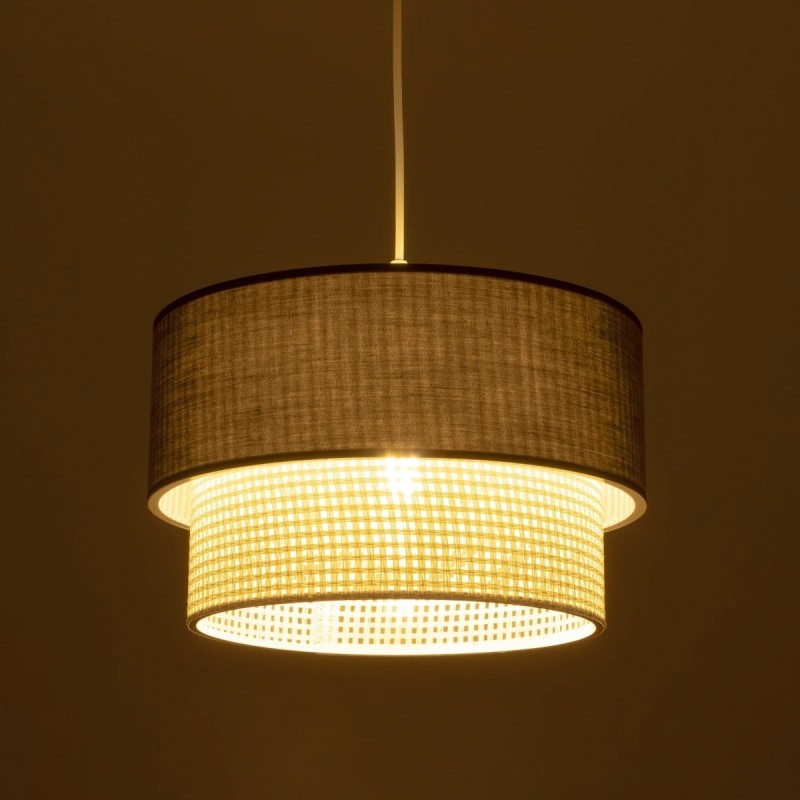 GloboStar® SISSIE 203-0140 Μοντέρνο Κρεμαστό Φωτιστικό Καπέλο Μονόφωτο 1 x E27 IP20 Γκρι & Λευκό Ύφασμα -Μ30 x Π30 x Υ93cm