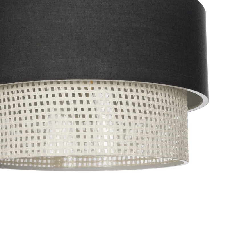 GloboStar® SISSIE 203-0140 Μοντέρνο Κρεμαστό Φωτιστικό Καπέλο Μονόφωτο 1 x E27 IP20 Γκρι & Λευκό Ύφασμα -Μ30 x Π30 x Υ93cm