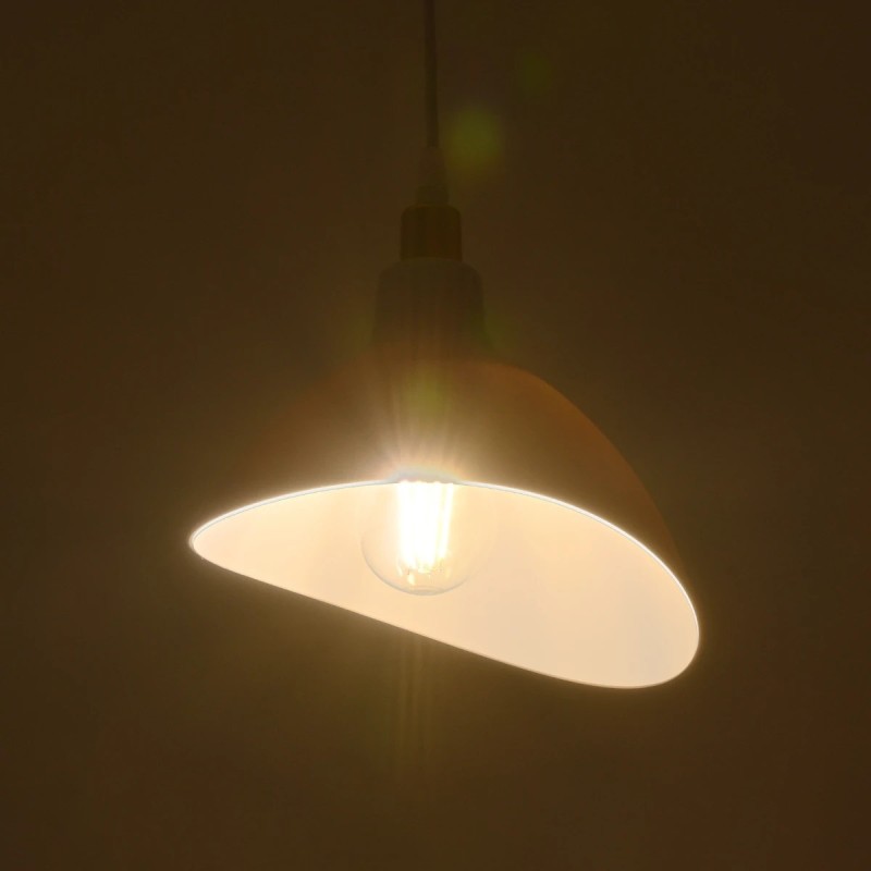 GloboStar® RIVE 203-0141 Μοντέρνο Κρεμαστό Φωτιστικό Καμπάνα Μονόφωτο 1 x E27 IP20 Λευκό με Χρυσό Πλαστικό - Μ22 x Π22 x Υ83cm