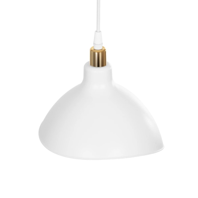 GloboStar® RIVE 203-0141 Μοντέρνο Κρεμαστό Φωτιστικό Καμπάνα Μονόφωτο 1 x E27 IP20 Λευκό με Χρυσό Πλαστικό - Μ22 x Π22 x Υ83cm