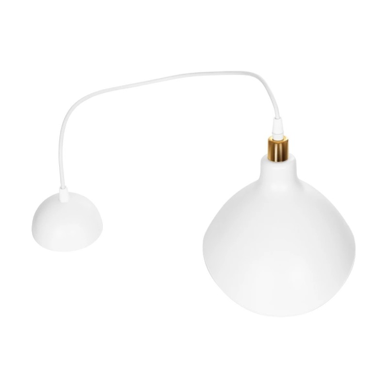 GloboStar® RIVE 203-0141 Μοντέρνο Κρεμαστό Φωτιστικό Καμπάνα Μονόφωτο 1 x E27 IP20 Λευκό με Χρυσό Πλαστικό - Μ22 x Π22 x Υ83cm