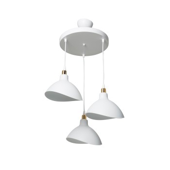 GLOBOSTAR® RIVE 203-0142 Μοντέρνο Κρεμαστό Φωτιστικό Οροφής με Ντουί 3 x E27 AC 220-240V IP20 - Λευκό & Χρυσό - Μ40 x Π40 x Υ65cm