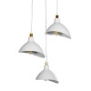 GloboStar® RIVE 203-0142 Μοντέρνο Κρεμαστό Φωτιστικό Καμπάνα Τρίφωτο 3 x E27 IP20 Λευκό με Χρυσό Πλαστικό - Μ45 x Π45 x Υ80cm