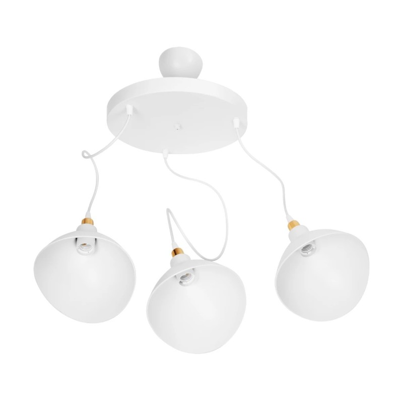 GloboStar® RIVE 203-0142 Μοντέρνο Κρεμαστό Φωτιστικό Καμπάνα Τρίφωτο 3 x E27 IP20 Λευκό με Χρυσό Πλαστικό - Μ45 x Π45 x Υ80cm