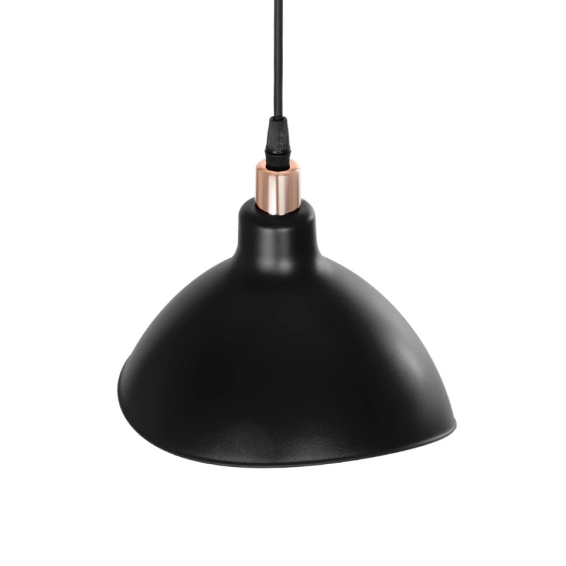 GloboStar® RIVE 203-0143 Μοντέρνο Κρεμαστό Φωτιστικό Καμπάνα Μονόφωτο 1 x E27 IP20 Μάυρο με Χρυσό Πλαστικό - Μ22 x Π22 x Υ83cm