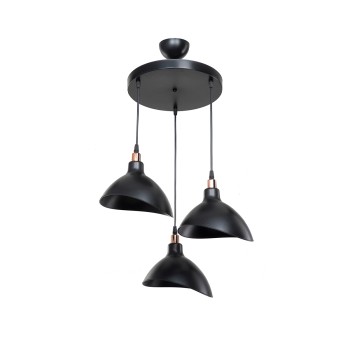 GLOBOSTAR® RIVE 203-0144 Μοντέρνο Κρεμαστό Φωτιστικό Οροφής με Ντουί 3 x E27 AC 220-240V IP20 - Μάυρο & Χάλκινο - Μ40 x Π40 x Υ65cm