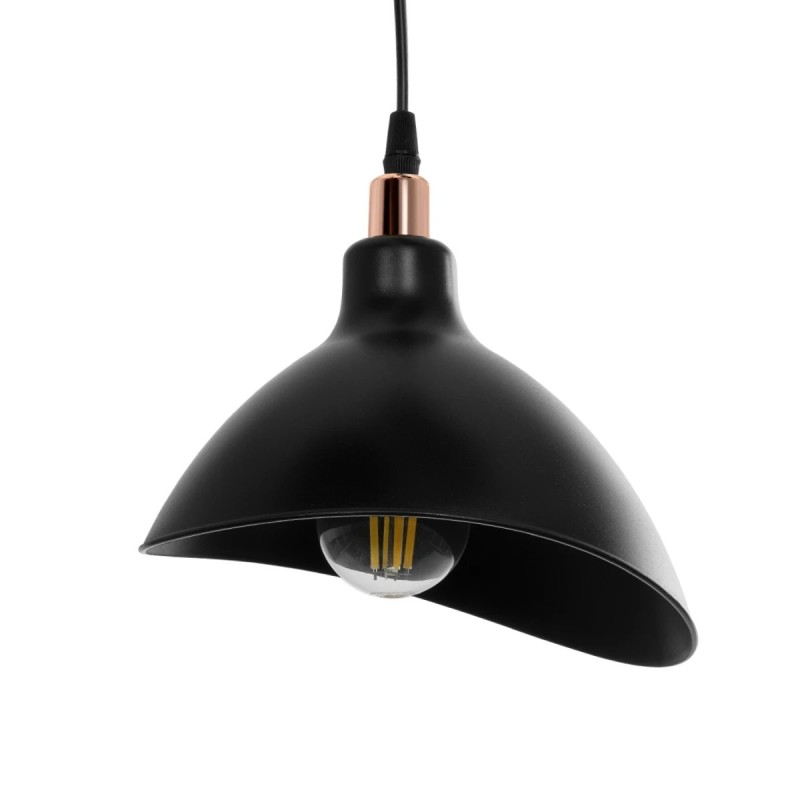 GloboStar® RIVE 203-0144 Μοντέρνο Κρεμαστό Φωτιστικό Καμπάνα Τρίφωτο 3 x E27 IP20 Μαύρο με Χρυσό Πλαστικό - Μ45 x Π45 x Υ80cm