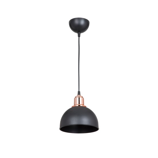 GLOBOSTAR® ΗUT 203-0145 Μοντέρνο Κρεμαστό Φωτιστικό Οροφής με Ντουί 1 x E27 AC 220-240V IP20 - Μάυρο & Χάλκινο - Μ18 x Π18 x Υ18cm GloboStar® ΗUT 203-0145 Μοντέρνο Κρεμαστό Φωτιστικό Καμπάνα Μονόφωτο 1 x E27 IP20 Μάυρο με Χρυσό Πλαστικό - Μ17.5 x Π17.5 x Υ80cm