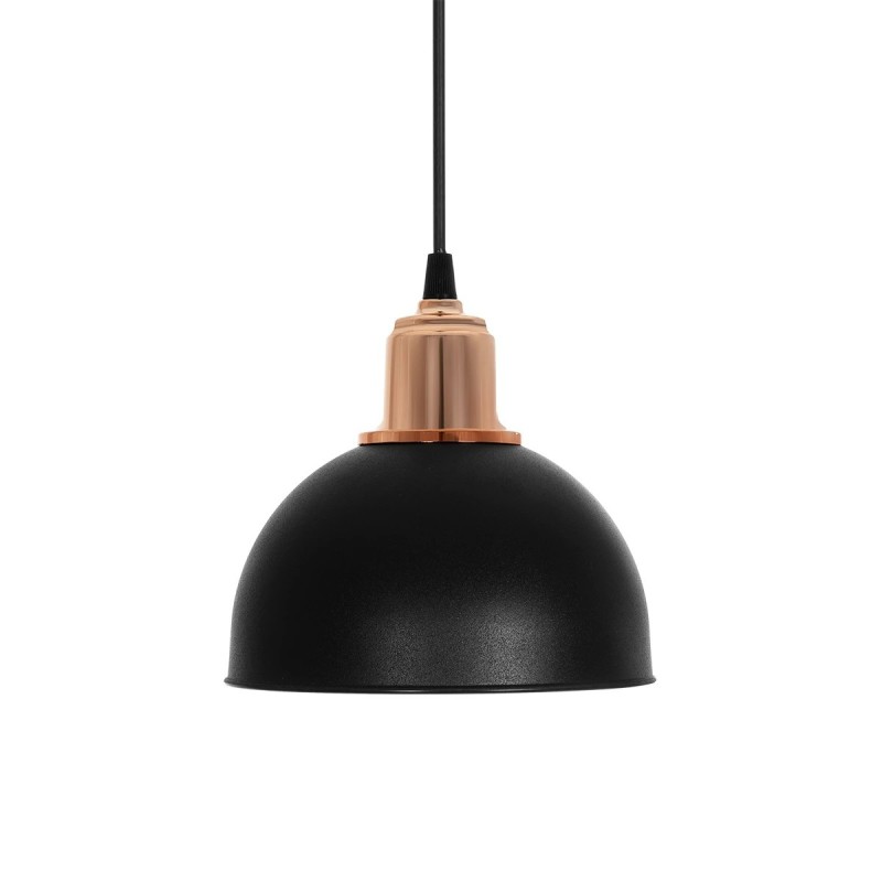 GloboStar® ΗUT 203-0145 Μοντέρνο Κρεμαστό Φωτιστικό Καμπάνα Μονόφωτο 1 x E27 IP20 Μάυρο με Χρυσό Πλαστικό - Μ17.5 x Π17.5 x Υ80cm