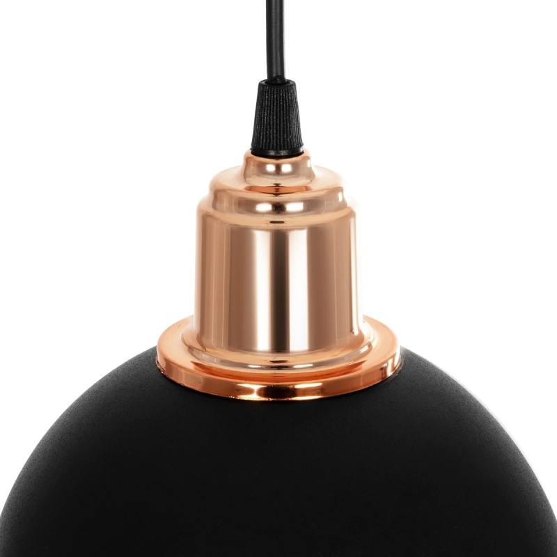 GloboStar® ΗUT 203-0145 Μοντέρνο Κρεμαστό Φωτιστικό Καμπάνα Μονόφωτο 1 x E27 IP20 Μάυρο με Χρυσό Πλαστικό - Μ17.5 x Π17.5 x Υ80cm