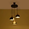 GloboStar® ΗUT 203-0146 Μοντέρνο Κρεμαστό Φωτιστικό Καμπάνα Τρίφωτο 3 x E27 IP20 Μαύρο με Χρυσό Πλαστικό - Μ40 x Π40 x Υ76cm