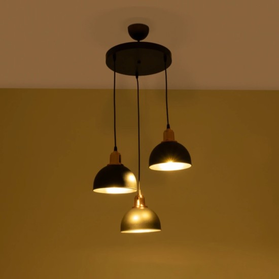 GloboStar® ΗUT 203-0146 Μοντέρνο Κρεμαστό Φωτιστικό Καμπάνα Τρίφωτο 3 x E27 IP20 Μαύρο με Χρυσό Πλαστικό - Μ40 x Π40 x Υ76cm GloboStar® ΗUT 203-0146 Μοντέρνο Κρεμαστό Φωτιστικό Καμπάνα Τρίφωτο 3 x E27 IP20 Μαύρο με Χρυσό Πλαστικό - Μ40 x Π40 x Υ76cm