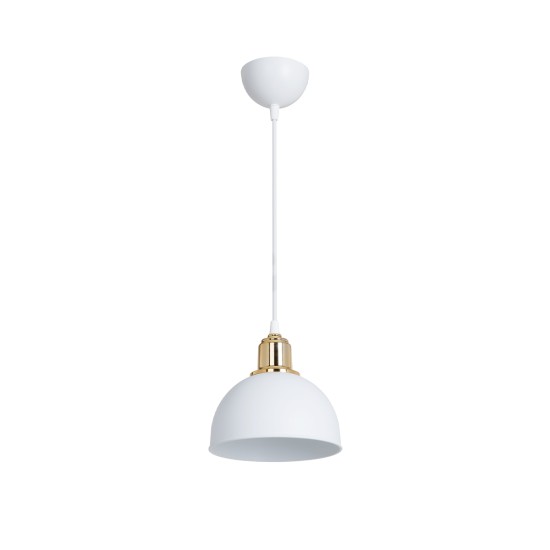 GLOBOSTAR® ΗUT 203-0147 Μοντέρνο Κρεμαστό Φωτιστικό Οροφής με Ντουί 1 x E27 AC 220-240V IP20 - Λευκό & Χρυσό - Μ18 x Π18 x Υ18cm GloboStar® ΗUT 203-0147 Μοντέρνο Κρεμαστό Φωτιστικό Καμπάνα Μονόφωτο 1 x E27 IP20 Λευκό με Χρυσό Πλαστικό - Μ17.5 x Π17.5 x Υ80cm