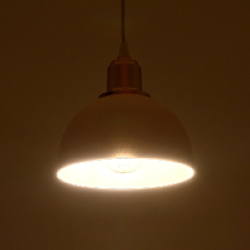 GloboStar® ΗUT 203-0147 Μοντέρνο Κρεμαστό Φωτιστικό Καμπάνα Μονόφωτο 1 x E27 IP20 Λευκό με Χρυσό Πλαστικό - Μ17.5 x Π17.5 x Υ80cm